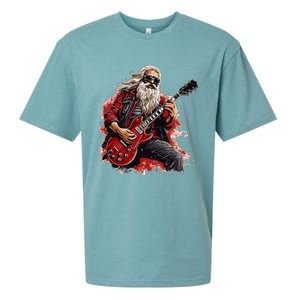 Happy festive Season for Motorcycle Santa and Guitar Lovers Sueded Cloud Jersey T-Shirt