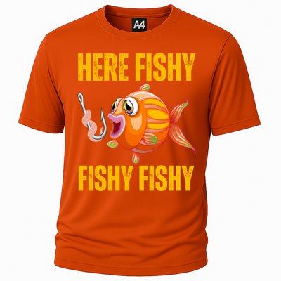 Here Fishy Saying Cute Fish Fishing Lovers Gift Cooling Performance Crew T-Shirt