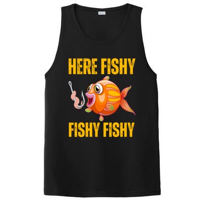 Here Fishy Saying Cute Fish Fishing Lovers Gift PosiCharge Competitor Tank