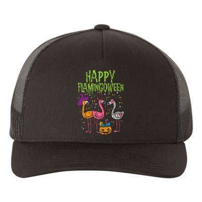 Happy Flamingoween Scary Flamingos Funny Halloween Costume Yupoong Adult 5-Panel Trucker Hat