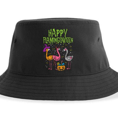 Happy Flamingoween Scary Flamingos Funny Halloween Costume Sustainable Bucket Hat