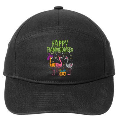 Happy Flamingoween Scary Flamingos Funny Halloween Costume 7-Panel Snapback Hat