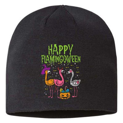 Happy Flamingoween Scary Flamingos Funny Halloween Costume Sustainable Beanie