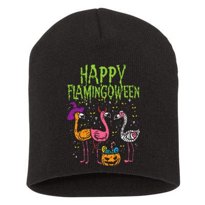 Happy Flamingoween Scary Flamingos Funny Halloween Costume Short Acrylic Beanie