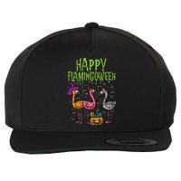 Happy Flamingoween Scary Flamingos Funny Halloween Costume Wool Snapback Cap