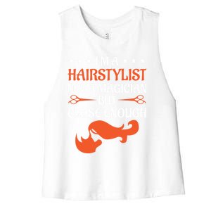 Hairdresser Funny Saying Gift Idea Hairy Christmas Gift Women's Racerback Cropped Tank