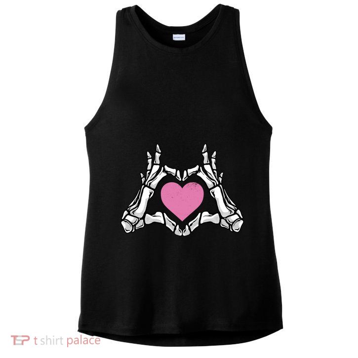 Halloween Funny Skeleton Hands Heart Gift Ladies PosiCharge Tri-Blend Wicking Tank
