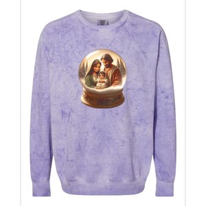 Holy Family Snow Globe Colorblast Crewneck Sweatshirt