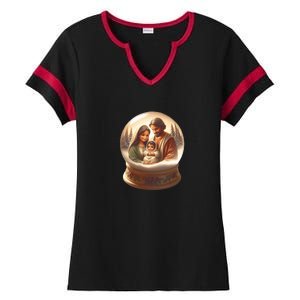 Holy Family Snow Globe Ladies Halftime Notch Neck Tee