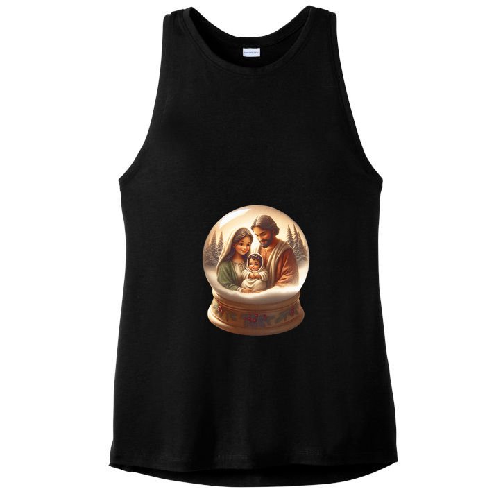 Holy Family Snow Globe Ladies PosiCharge Tri-Blend Wicking Tank