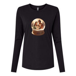 Holy Family Snow Globe Womens Cotton Relaxed Long Sleeve T-Shirt