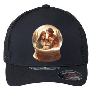 Holy Family Snow Globe Flexfit Unipanel Trucker Cap