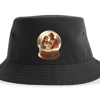 Holy Family Snow Globe Sustainable Bucket Hat