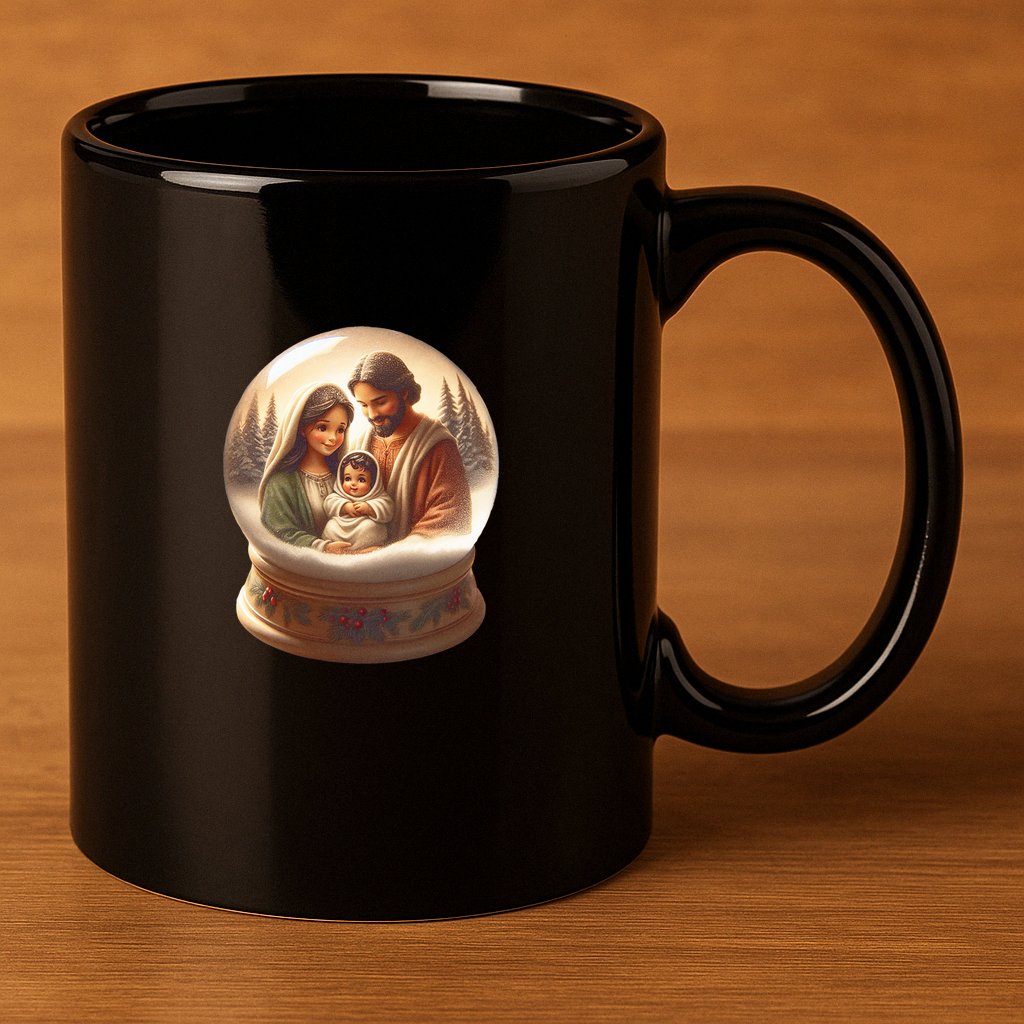 Holy Family Snow Globe 11oz C Handle Ceramic Mug