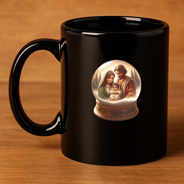Holy Family Snow Globe 11oz C Handle Ceramic Mug