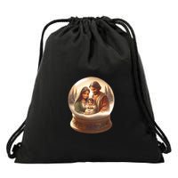 Holy Family Snow Globe Drawstring Bag