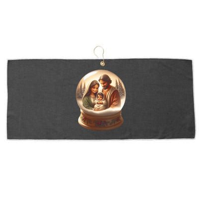 Holy Family Snow Globe Large Microfiber Waffle Golf Towel