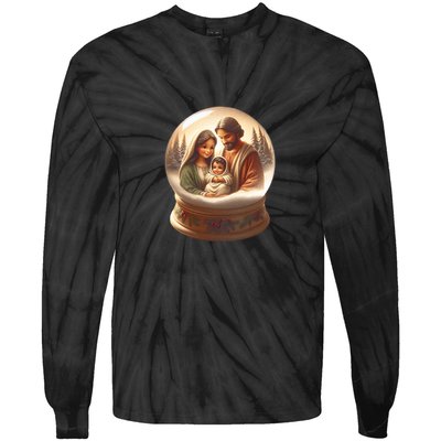 Holy Family Snow Globe Tie-Dye Long Sleeve Shirt