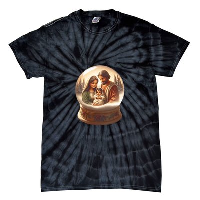 Holy Family Snow Globe Tie-Dye T-Shirt