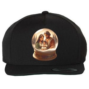 Holy Family Snow Globe Wool Snapback Cap