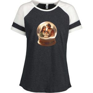 Holy Family Snow Globe Enza Ladies Jersey Colorblock Tee