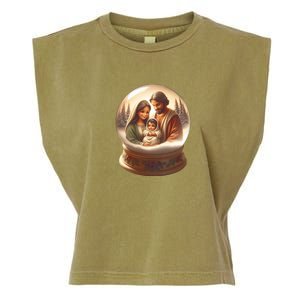 Holy Family Snow Globe Garment-Dyed Women's Muscle Tee