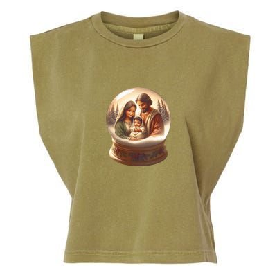Holy Family Snow Globe Garment-Dyed Women's Muscle Tee