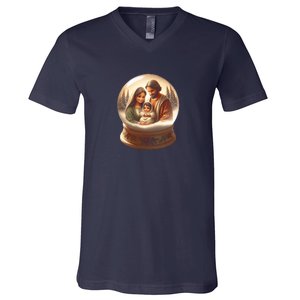 Holy Family Snow Globe V-Neck T-Shirt