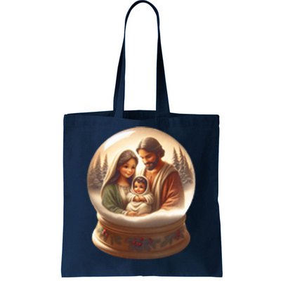 Holy Family Snow Globe Tote Bag