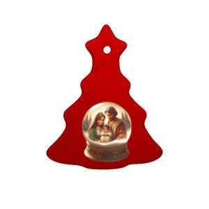 Holy Family Snow Globe Ceramic Tree Ornament