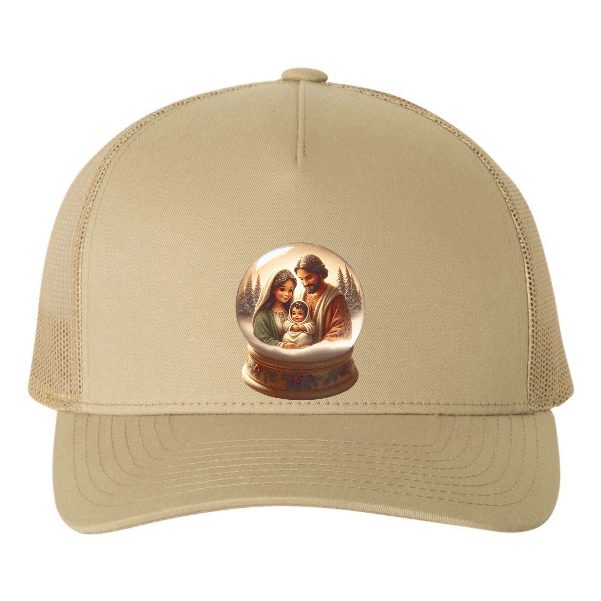 Holy Family Snow Globe Yupoong Adult 5-Panel Trucker Hat