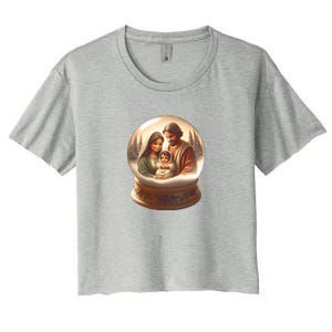 Holy Family Snow Globe Women's Crop Top Tee