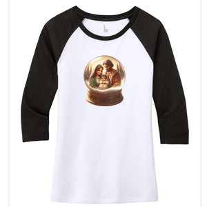 Holy Family Snow Globe Women's Tri-Blend 3/4-Sleeve Raglan Shirt