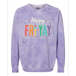 Happy Friyay Teacher Essentials Colorblast Crewneck Sweatshirt