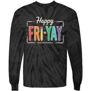 Happy Friyay Teacher Essentials Tie-Dye Long Sleeve Shirt