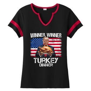 Humor Funny Trump Winner Winner Turkey Dinner Thanksgiving Ladies Halftime Notch Neck Tee