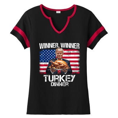 Humor Funny Trump Winner Winner Turkey Dinner Thanksgiving Ladies Halftime Notch Neck Tee