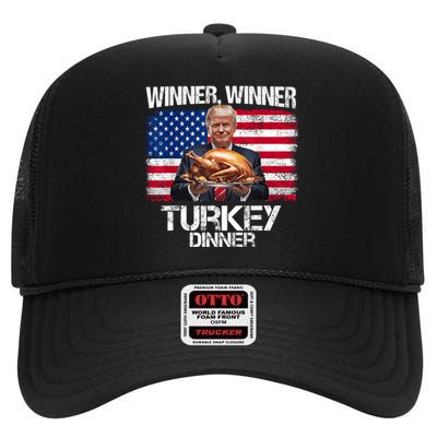 Humor Funny Trump Winner Winner Turkey Dinner Thanksgiving High Crown Mesh Back Trucker Hat