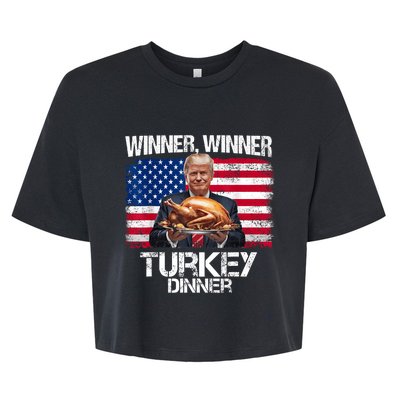 Humor Funny Trump Winner Winner Turkey Dinner Thanksgiving Bella+Canvas Jersey Crop Tee