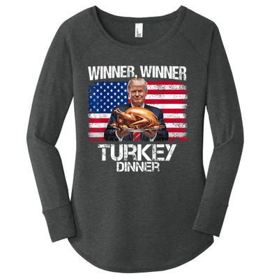 Humor Funny Trump Winner Winner Turkey Dinner Thanksgiving Women's Perfect Tri Tunic Long Sleeve Shirt