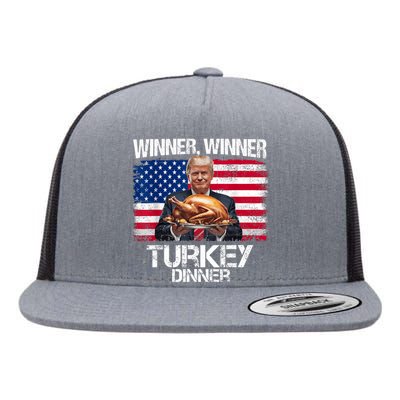 Humor Funny Trump Winner Winner Turkey Dinner Thanksgiving Flat Bill Trucker Hat