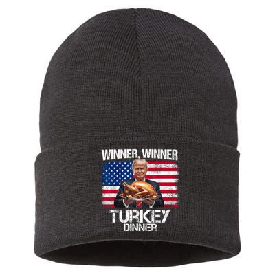 Humor Funny Trump Winner Winner Turkey Dinner Thanksgiving Sustainable Knit Beanie