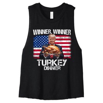 Humor Funny Trump Winner Winner Turkey Dinner Thanksgiving Women's Racerback Cropped Tank