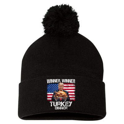 Humor Funny Trump Winner Winner Turkey Dinner Thanksgiving Pom Pom 12in Knit Beanie