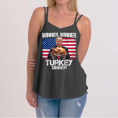 Humor Funny Trump Winner Winner Turkey Dinner Thanksgiving Women's Strappy Tank