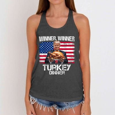 Humor Funny Trump Winner Winner Turkey Dinner Thanksgiving Women's Knotted Racerback Tank