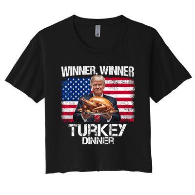 Humor Funny Trump Winner Winner Turkey Dinner Thanksgiving Women's Crop Top Tee