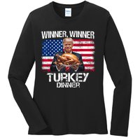 Humor Funny Trump Winner Winner Turkey Dinner Thanksgiving Ladies Long Sleeve Shirt