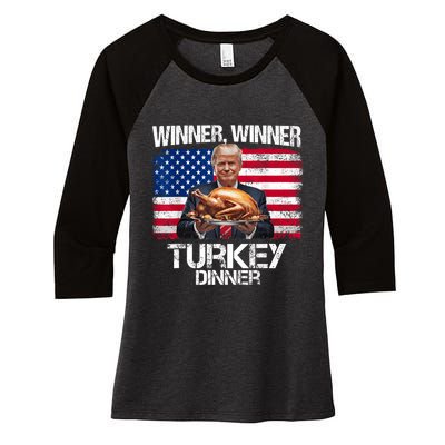 Humor Funny Trump Winner Winner Turkey Dinner Thanksgiving Women's Tri-Blend 3/4-Sleeve Raglan Shirt