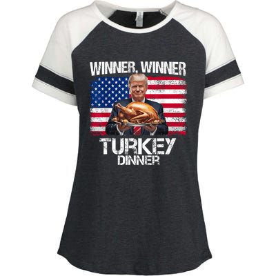 Humor Funny Trump Winner Winner Turkey Dinner Thanksgiving Enza Ladies Jersey Colorblock Tee